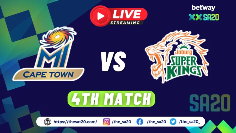 Joburg Super Kings vs MI Cape Town Live Streaming | 4th Match